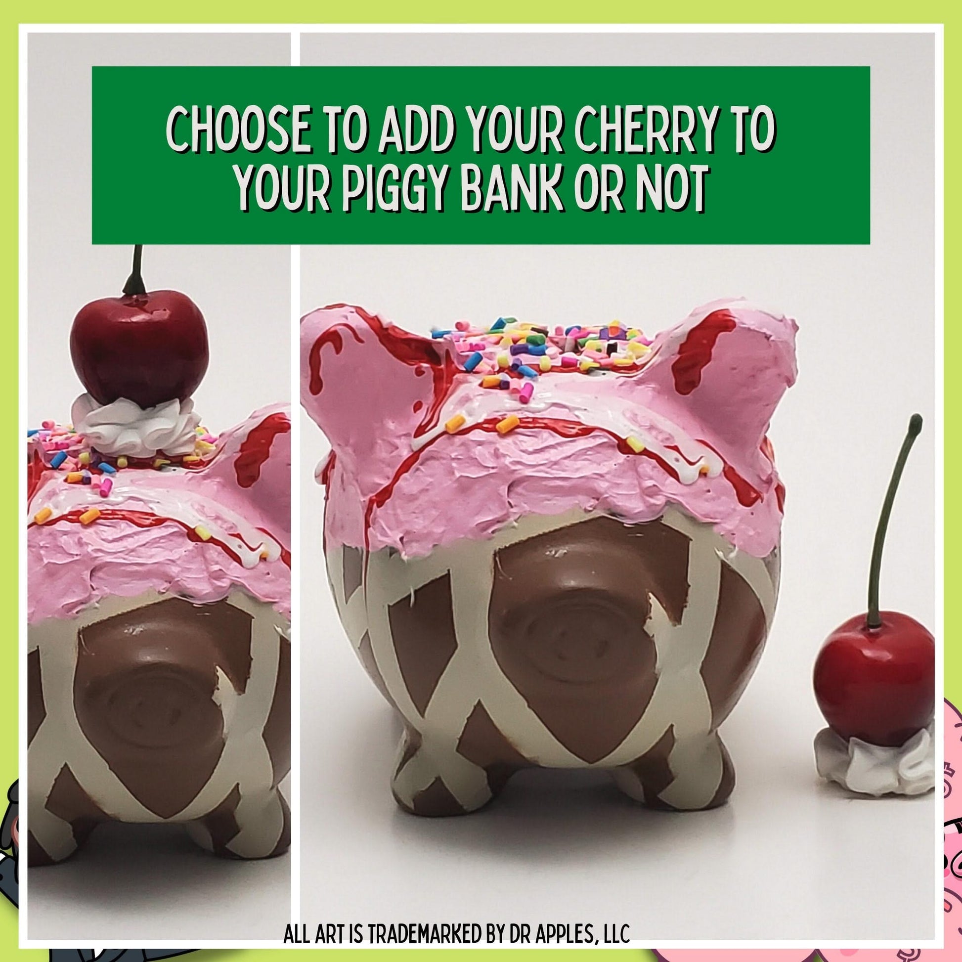 Adopt a Piggy – Choco Pistachio Bliss | A Sweet Guardian of Fortune | Gift | Dr. Apples - Dr. Apples - Lacye A Brown