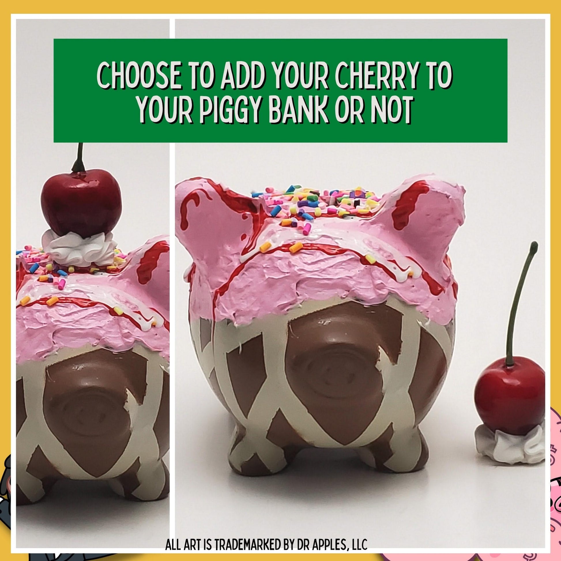 Adopt a Piggy – Choco Pistachio Swirl | A Sweet Guardian of Fortune | Gift | Dr. Apples - Dr. Apples - Lacye A Brown