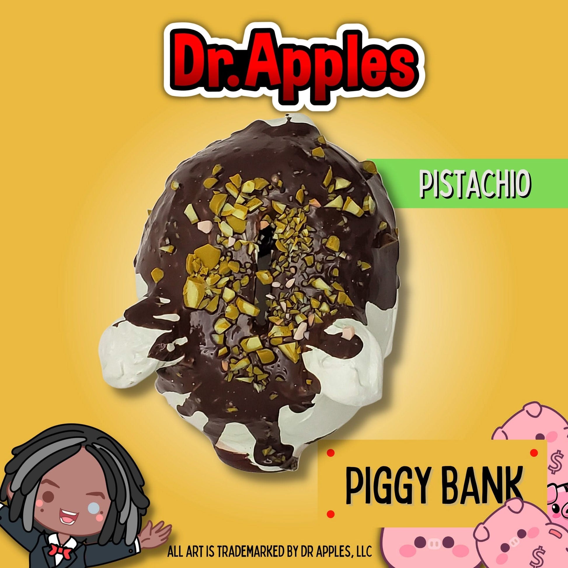 Adopt a Piggy – Choco Pistachio Swirl | A Sweet Guardian of Fortune | Gift | Dr. Apples - Dr. Apples - Lacye A Brown