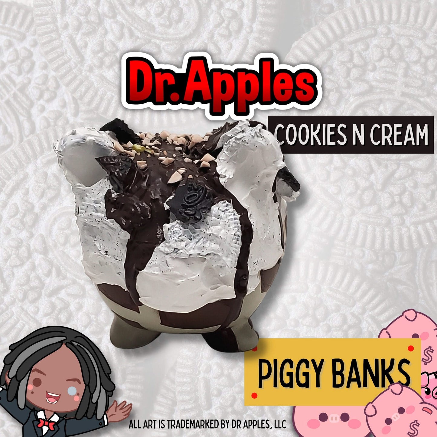 Adopt a Piggy – Cookie Crumble Crunch | A Sweet Guardian of Fortune | Gift | Dr. Apples - Dr. Apples - Lacye A Brown