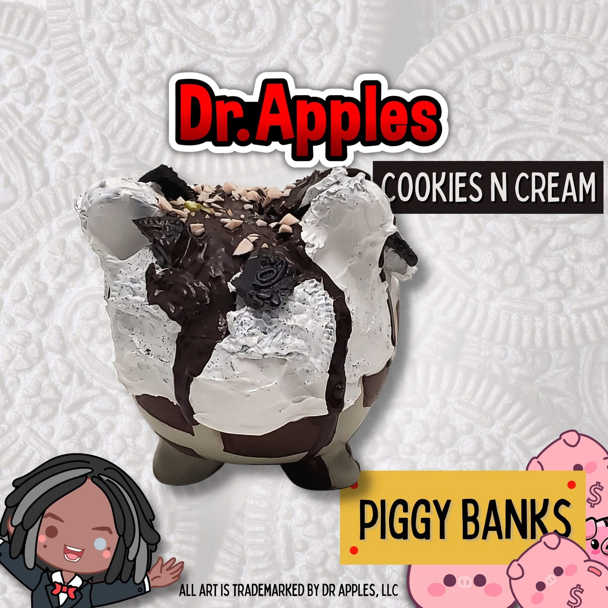 Adopt a Piggy – Cookie Crumble Crunch | A Sweet Guardian of Fortune | Gift | Dr. Apples - Dr. Apples - Lacye A Brown