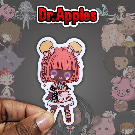 Cute Art Doll Sticker - Harajuku - Kawaii - Dr. Apples - Lacye A Brown