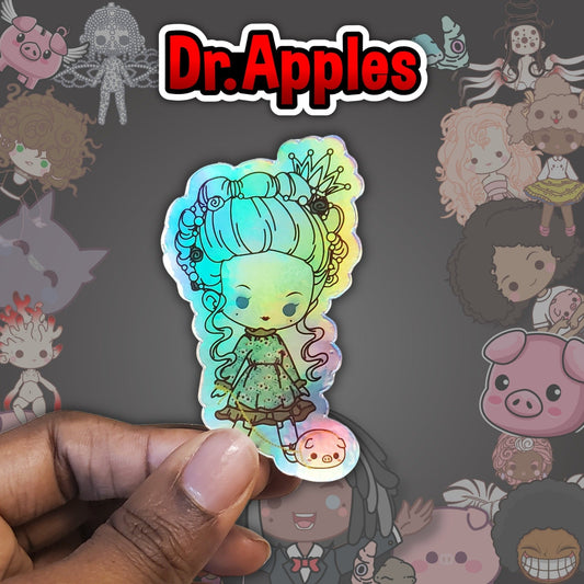 Sticker Holographic | Kawaii Doll | French 18th Century | Dr. Apples - Dr. Apples - Lacye A Brown