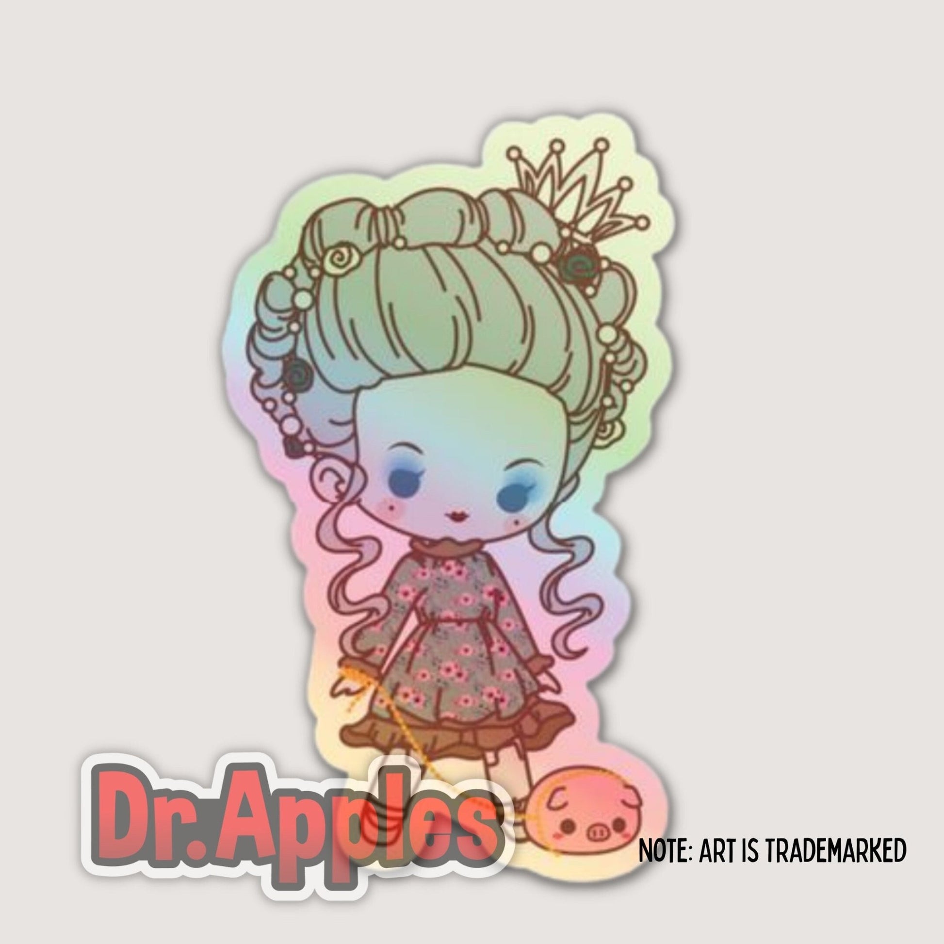 Sticker Holographic | Kawaii Doll | French 18th Century | Dr. Apples - Dr. Apples - Lacye A Brown