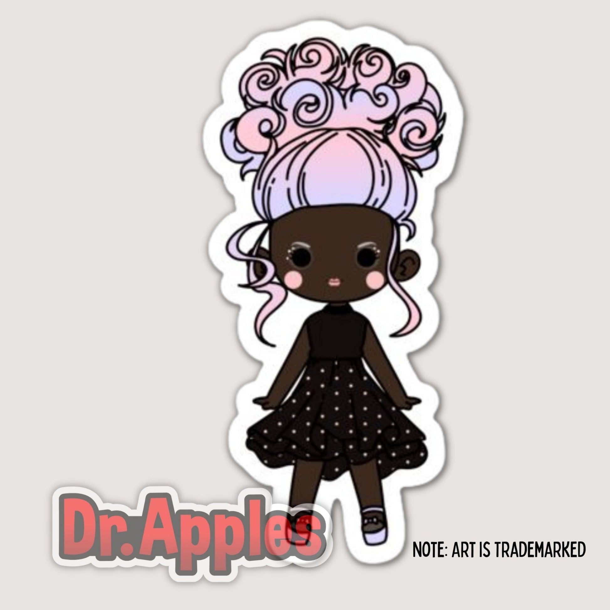 Sticker | Kawaii Doll | African American| Dots | Dr. Apples - Dr. Apples - Lacye A Brown