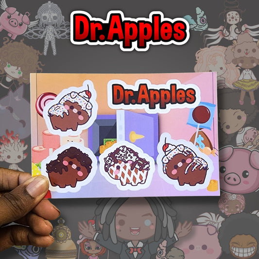 Sticker Sheet | Side - Facing Chibi Ice Cream Piggy Banks | Vinyl | Dr. Apples - Dr. Apples - Lacye A Brown
